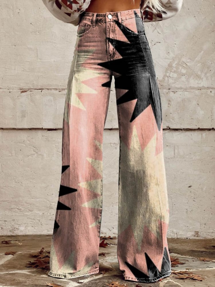 Julia™ | Vintage Geometric Wide-Leg Trousers